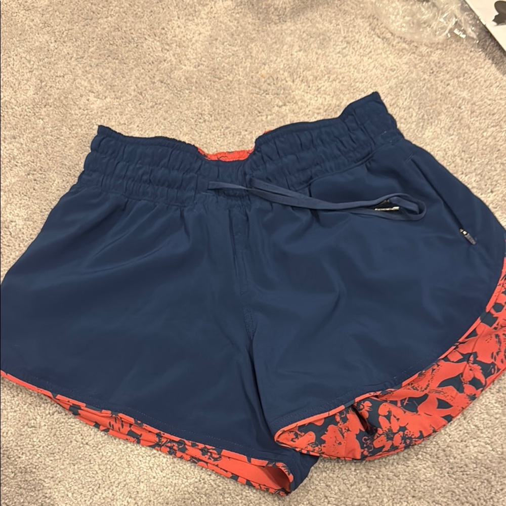 Lululemon Athletica Blue and Orange Athletic Shorts.  Reversible EUC